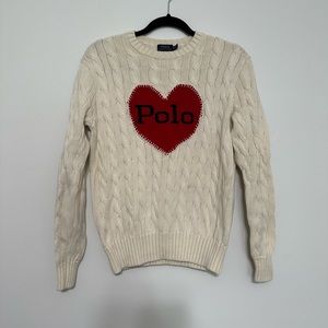 EUC Polo Ralph Lauren cableknit heart sweater